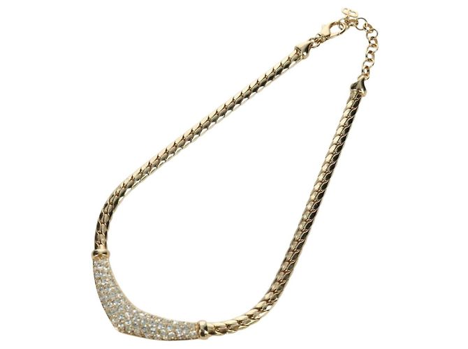 Collana in strass Christian Dior metallo oro Auth am11192V D'oro - vista 2