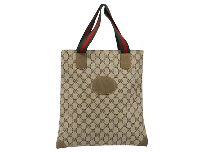 Borsa tote Gucci GG Supreme Web Sherry Line in PVC beige e rosso 02 37 1300 Auth ka3550 - vista 13