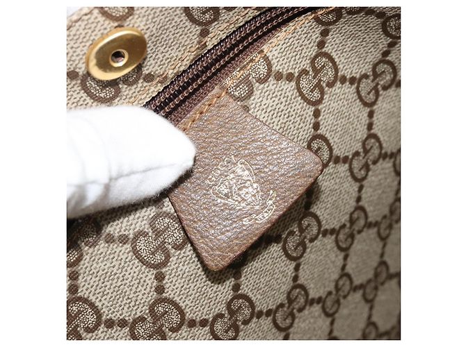 Borsa tote Gucci GG Supreme Web Sherry Line in PVC beige e rosso 02 37 1300 Auth ka3550 - vista 18