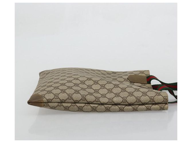 Borsa tote Gucci GG Supreme Web Sherry Line in PVC beige e rosso 02 37 1300 Auth ka3550 - vista 3