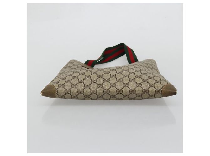 Borsa tote Gucci GG Supreme Web Sherry Line in PVC beige e rosso 02 37 1300 Auth ka3550 - vista 5