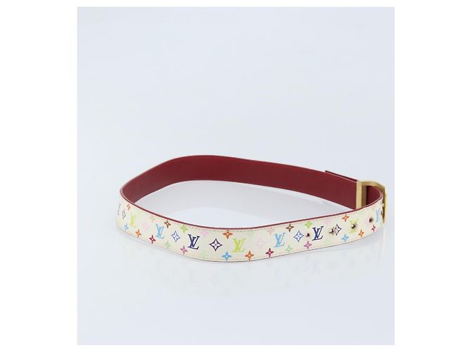 LOUIS VUITTON Multicolor LV Cut Gürtel Weiß M9682W Auth BA11744A - Ansicht 4