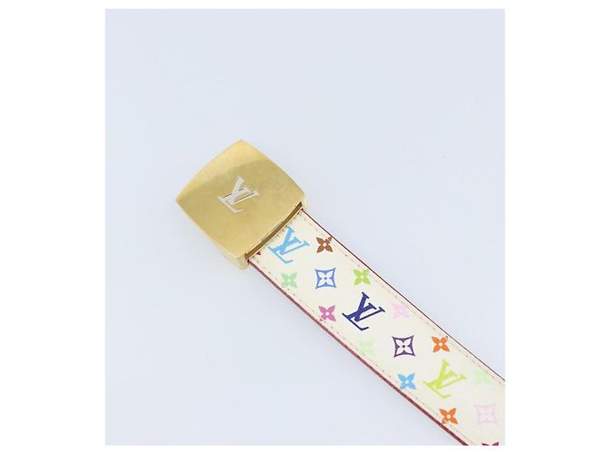 LOUIS VUITTON Multicolor LV Cut Gürtel Weiß M9682W Auth BA11744A - Ansicht 6