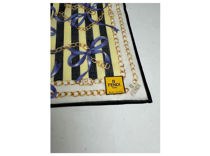 Sciarpa Vintage Fendi Stripes Gialla Nera Multicolore - vista 2