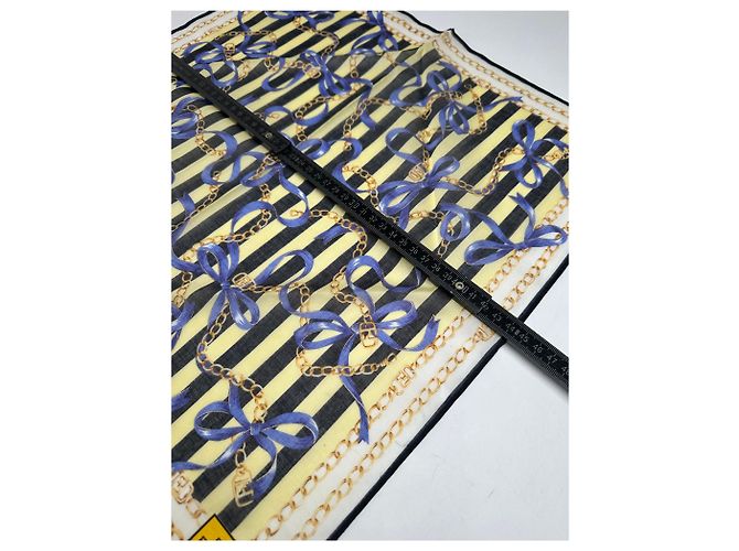 Sciarpa Vintage Fendi Stripes Gialla Nera Multicolore - vista 5