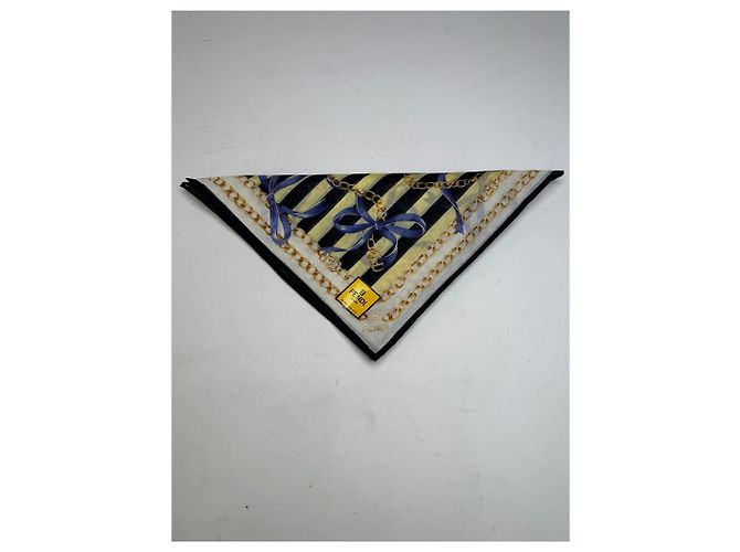 Sciarpa Vintage Fendi Stripes Gialla Nera Multicolore - vista 6