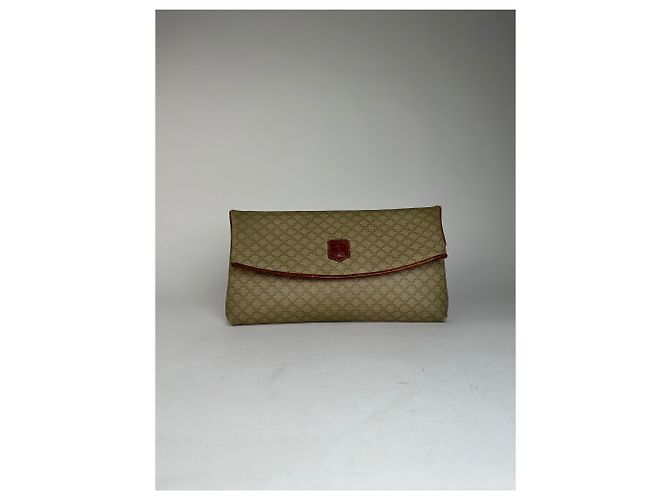 Céline Clutch in pelle monogramma Triomphe vintage di Celine beige e marrone - vista 11