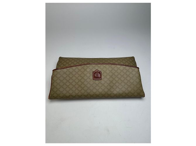 Céline Clutch in pelle monogramma Triomphe vintage di Celine beige e marrone - vista 3