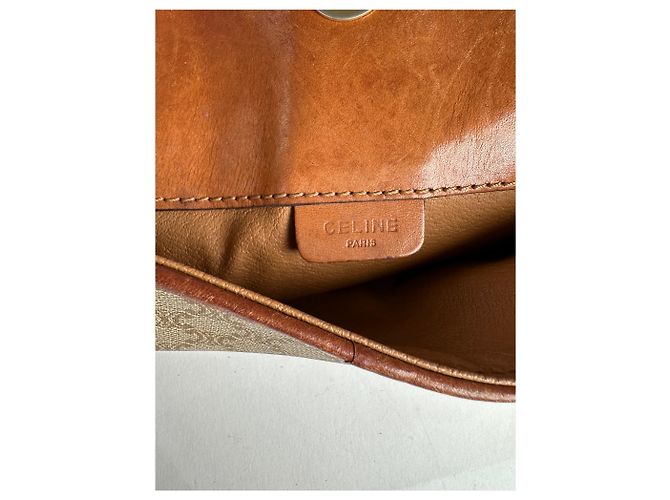 Céline Clutch in pelle monogramma Triomphe vintage di Celine beige e marrone - vista 8