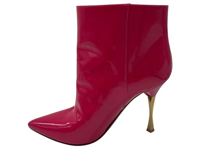 Valentino Garavani Botines de charol rosa intenso con punta afilada Valentino - vista 3