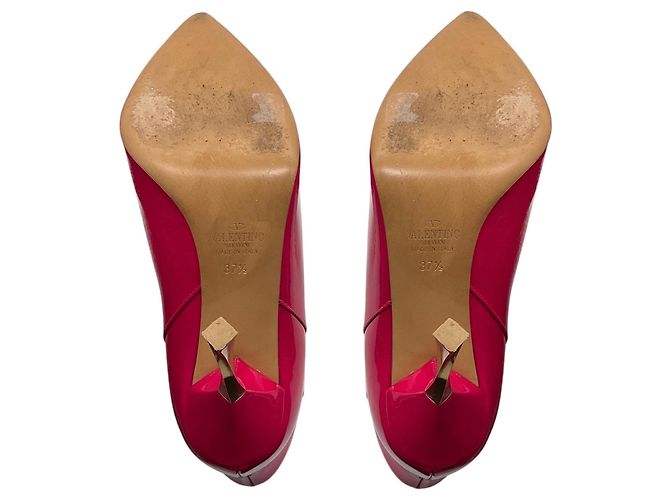Valentino Garavani Botines de charol rosa intenso con punta afilada Valentino - vista 6