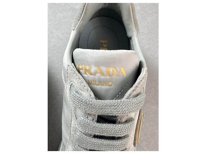 Sneakers Prada in pelle e camoscio Bianco Grigio - vista 6