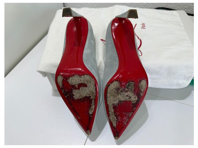Christian Louboutin Condora 85 Ante Paseo 37.5 Gris Azul claro - vista 12