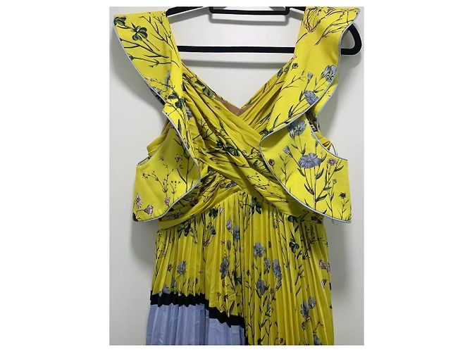 Self Portrait Gelbes Kleid mit Blumenmuster und Plissee - Ansicht 2