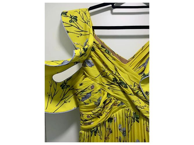 Self Portrait Gelbes Kleid mit Blumenmuster und Plissee - Ansicht 3