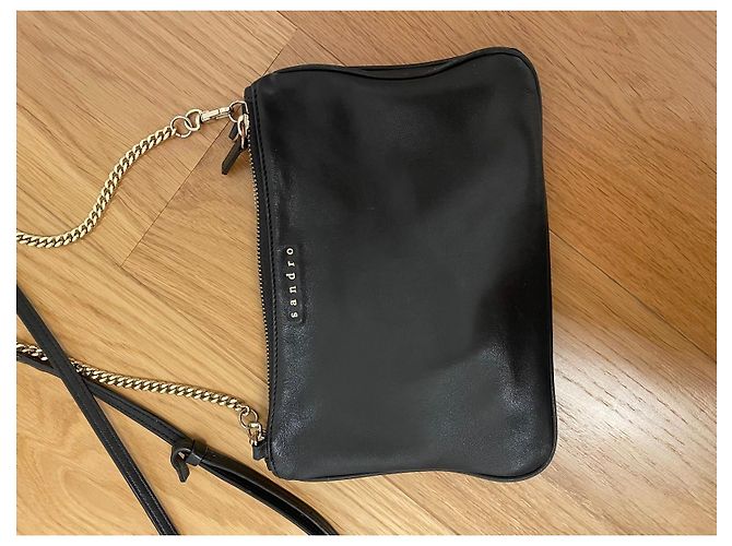 Schwarze Leder-Clutch Sandro - Ansicht 2