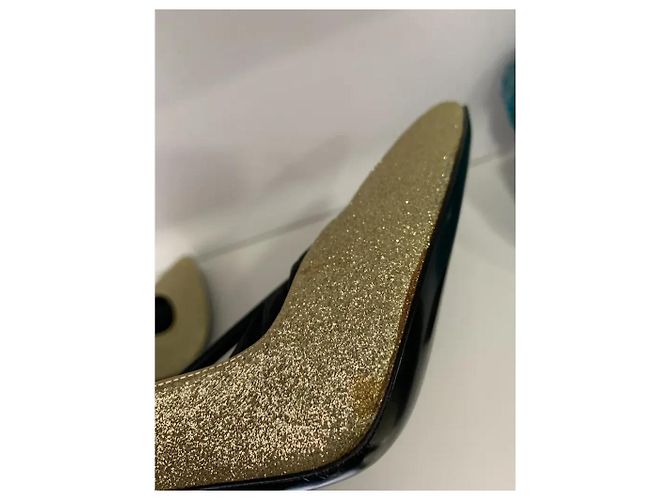 Saint Laurent Tacchi D'orsay glitter D'oro - vista 10