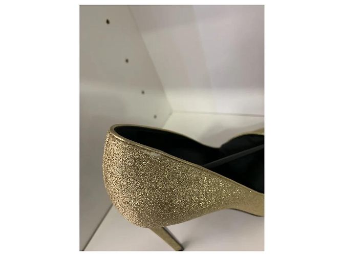 Saint Laurent Tacchi D'orsay glitter D'oro - vista 11