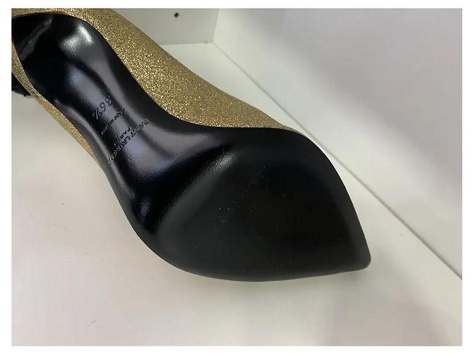 Saint Laurent Tacchi D'orsay glitter D'oro - vista 7