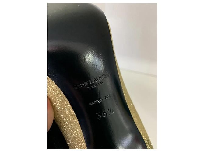 Saint Laurent Tacchi D'orsay glitter D'oro - vista 8