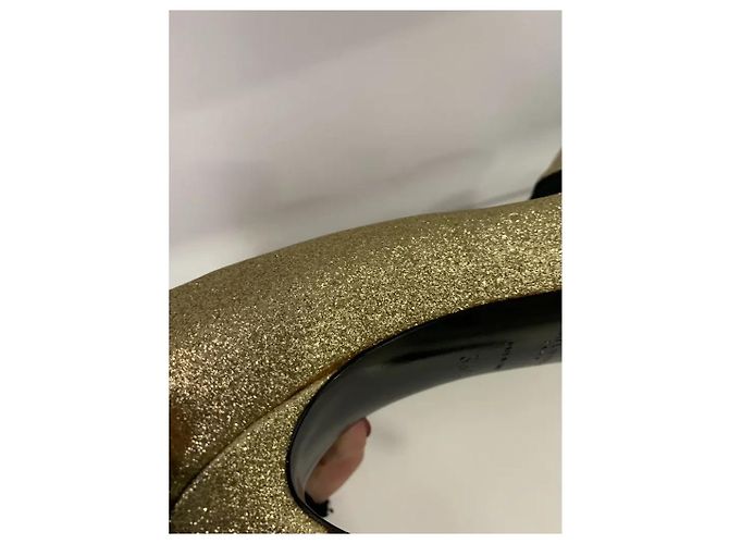 Saint Laurent Tacchi D'orsay glitter D'oro - vista 9