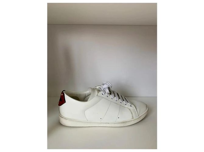 Sneakers Saint Laurent Court in pelle bianca - vista 2