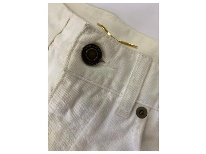 Vaqueros Saint Laurent de mezclilla blanca de algodón Blanco - vista 2