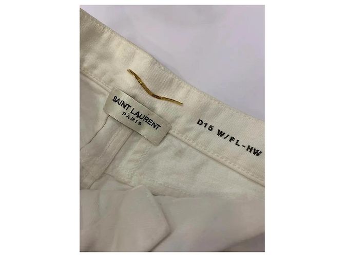 Vaqueros Saint Laurent de mezclilla blanca de algodón Blanco - vista 3