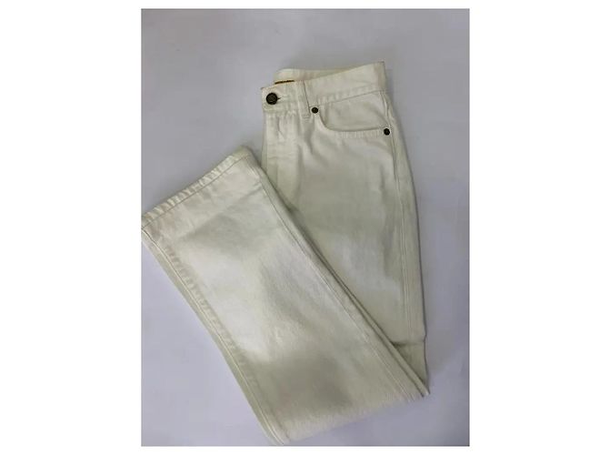 Vaqueros Saint Laurent de mezclilla blanca de algodón Blanco - vista 4