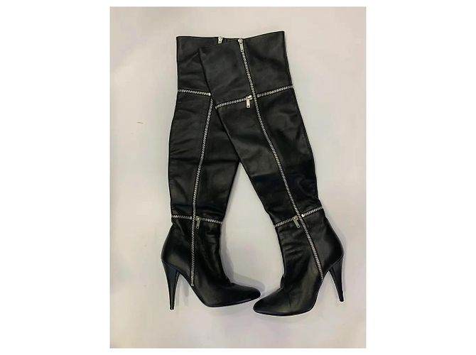 Stivali Fetish Saint Laurent in pelle nera sopra il ginocchio Nero - vista 2