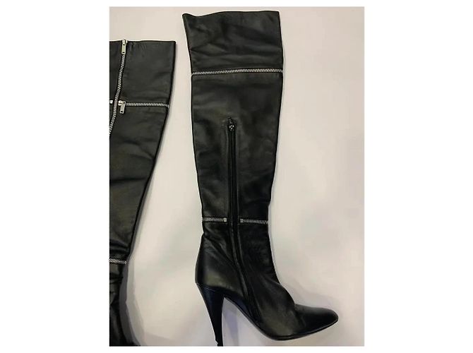 Stivali Fetish Saint Laurent in pelle nera sopra il ginocchio Nero - vista 3