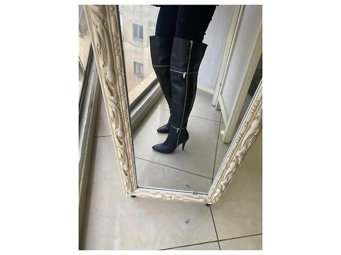 Stivali Fetish Saint Laurent in pelle nera sopra il ginocchio Nero - vista 8