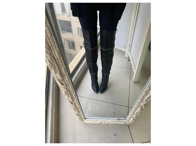 Stivali Fetish Saint Laurent in pelle nera sopra il ginocchio Nero - vista 9