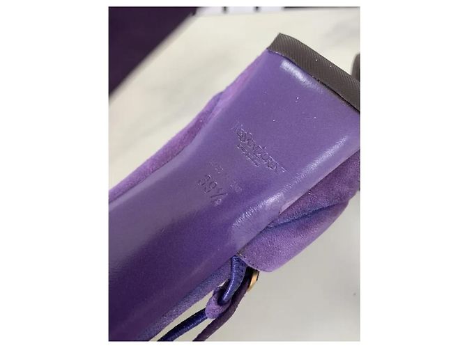 Tacchi Saint Laurent in suede viola 14 cm Porpora - vista 5
