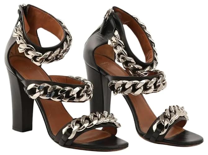 Sandali Givenchy con Catena in Pelle Nera Nero - vista 2
