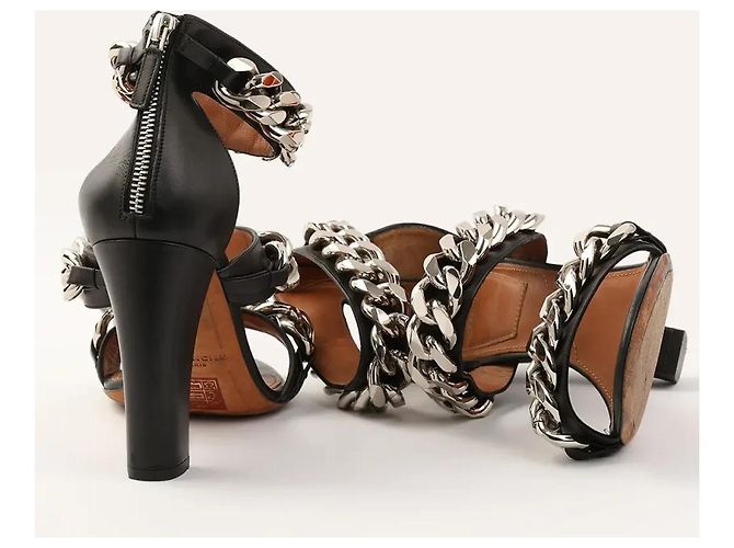 Sandali Givenchy con Catena in Pelle Nera Nero - vista 3