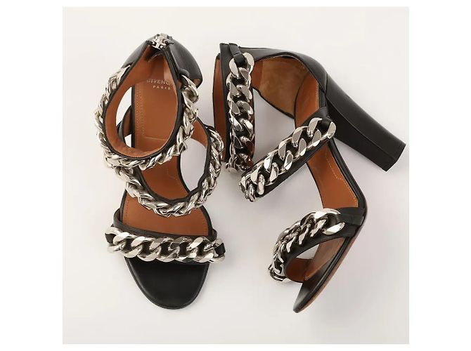 Sandali Givenchy con Catena in Pelle Nera Nero - vista 4