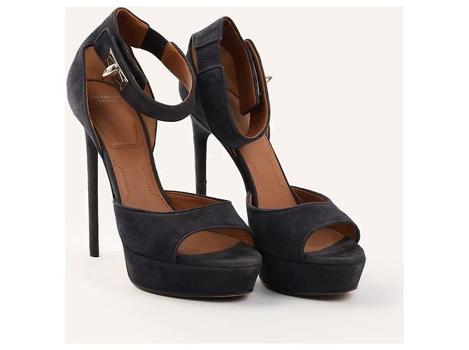Givenchy Shark Lock Platform Sandals Navy Suede Navy blue - view 2
