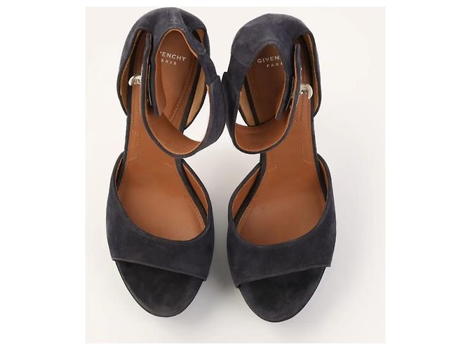Givenchy Shark Lock Platform Sandals Navy Suede Navy blue - view 3