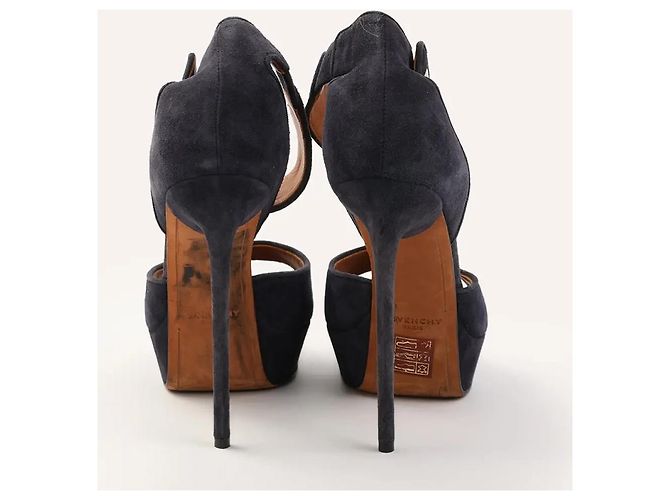 Givenchy Shark Lock Platform Sandals Navy Suede Navy blue - view 5