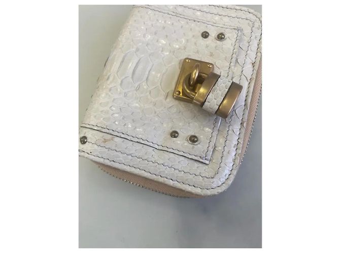 Portefeuille Chloé Paddington Padlock Bifold en cuir python blanc Blanc cassé - vue 4