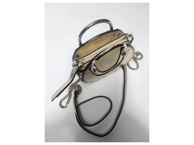 Chloé Pixie Mini Borsa Vitello Verniciato Oro e Camoscio Beige D'oro - vista 6