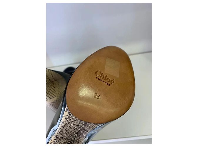 Chloé High Heels aus schwarzem Lackleder mit Schlangenmuster Gr. 36 - Ansicht 5
