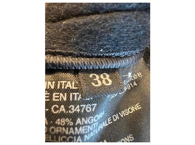 Abrigo Prada de lana negra con detalle de visón Negro - vista 14