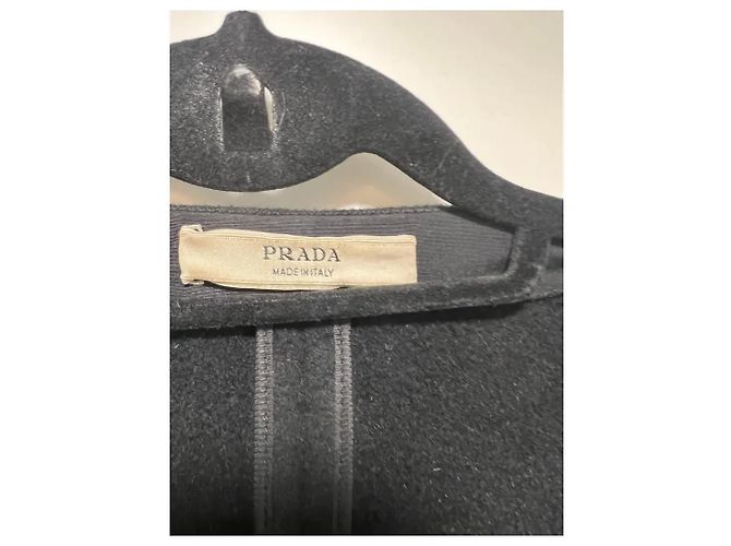 Abrigo Prada de lana negra con detalle de visón Negro - vista 7