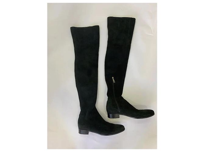 Botas altas de ante Prada negras Negro - vista 2