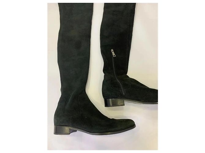 Botas altas de ante Prada negras Negro - vista 4