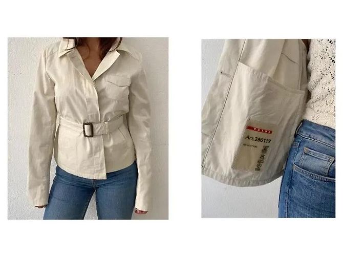 Gabardina Prada Beige de Algodón Talla 46 IT - vista 8