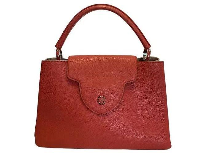 Borsa Louis Vuitton Capucines MM in pelle rosa - vista 3