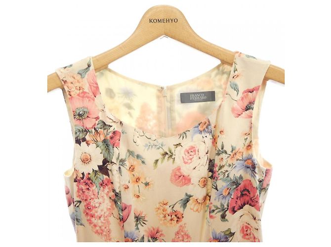 Autre Marque Vestido de seda Franco Ferraro Rosa Beige Verde - vista 5